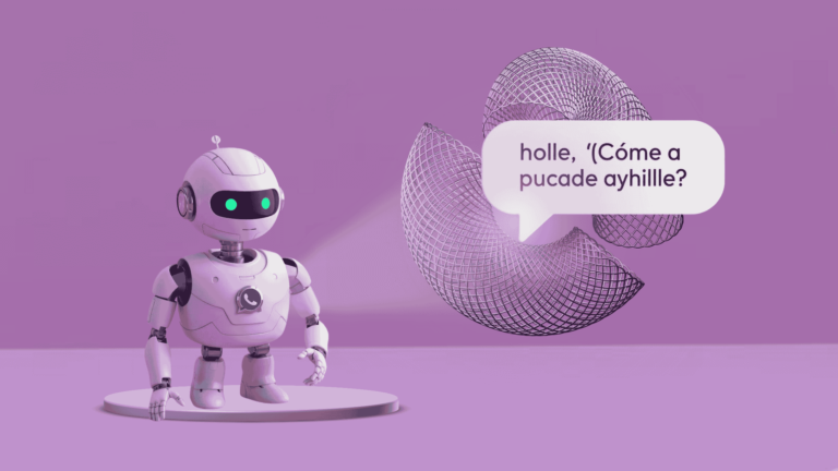Robot junto al logo de WhatsApp Business representando la integración de IA y plataformas para mejorar el servicio al cliente.